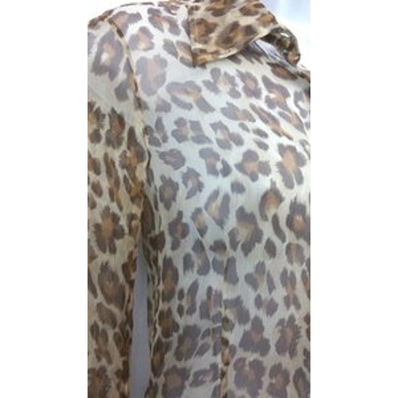 CALYPSO BY CHRISTIANE CELLE ANIMAL PRINT SHEER SILK TOP BLOUSE S - Picture 5 of 5